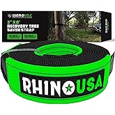 Rhino USA Tree Saver Tow Strap (3" x 8') - 31,518lb Break Strength - Emergency Recovery Strap Winch Extension for Truck, UTV, ATV & More - Heavy Duty Straps Compatible with Jeep, Ford, Toyota (Black)