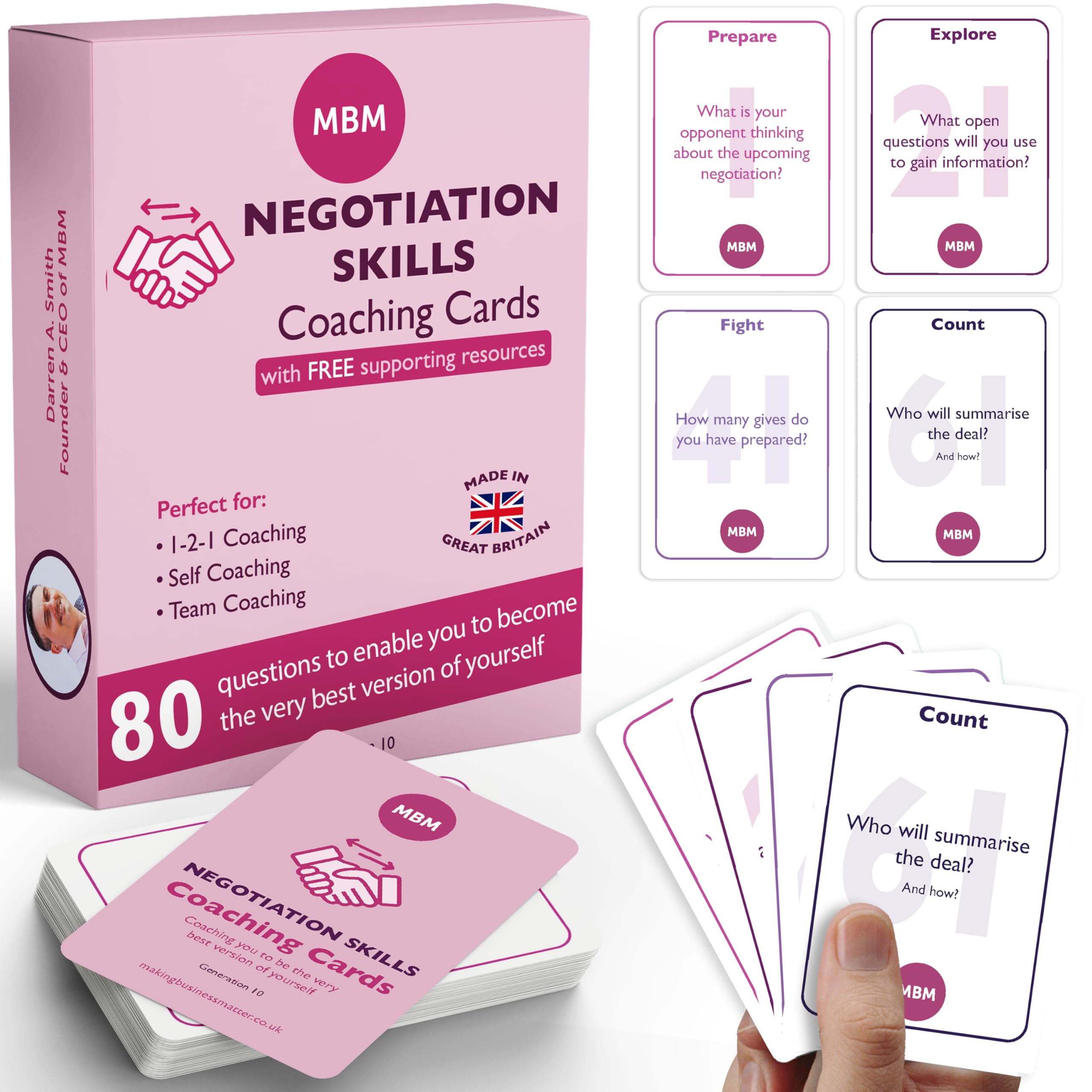 MBM Coaching Cards for Influence & Strategic Skills | Question Cards for Insight, Communication & Professional Effectiveness (Negotiation)