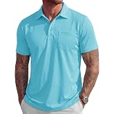 MAGCOMSEN Mens Polo Shirts Short Sleeve Cotton Pique Golf Pocket Shirts | Casual styles, 3 buttons, pocket, collared, soft cotton pique fabric, breathable, moisture wicking, ideal for daily&amp;work wear