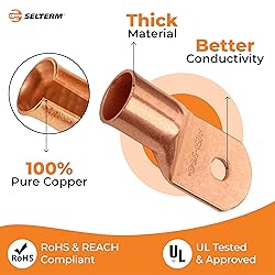 SELTERM 2pcs 250 MCM 5/16" Stud Copper Wire
