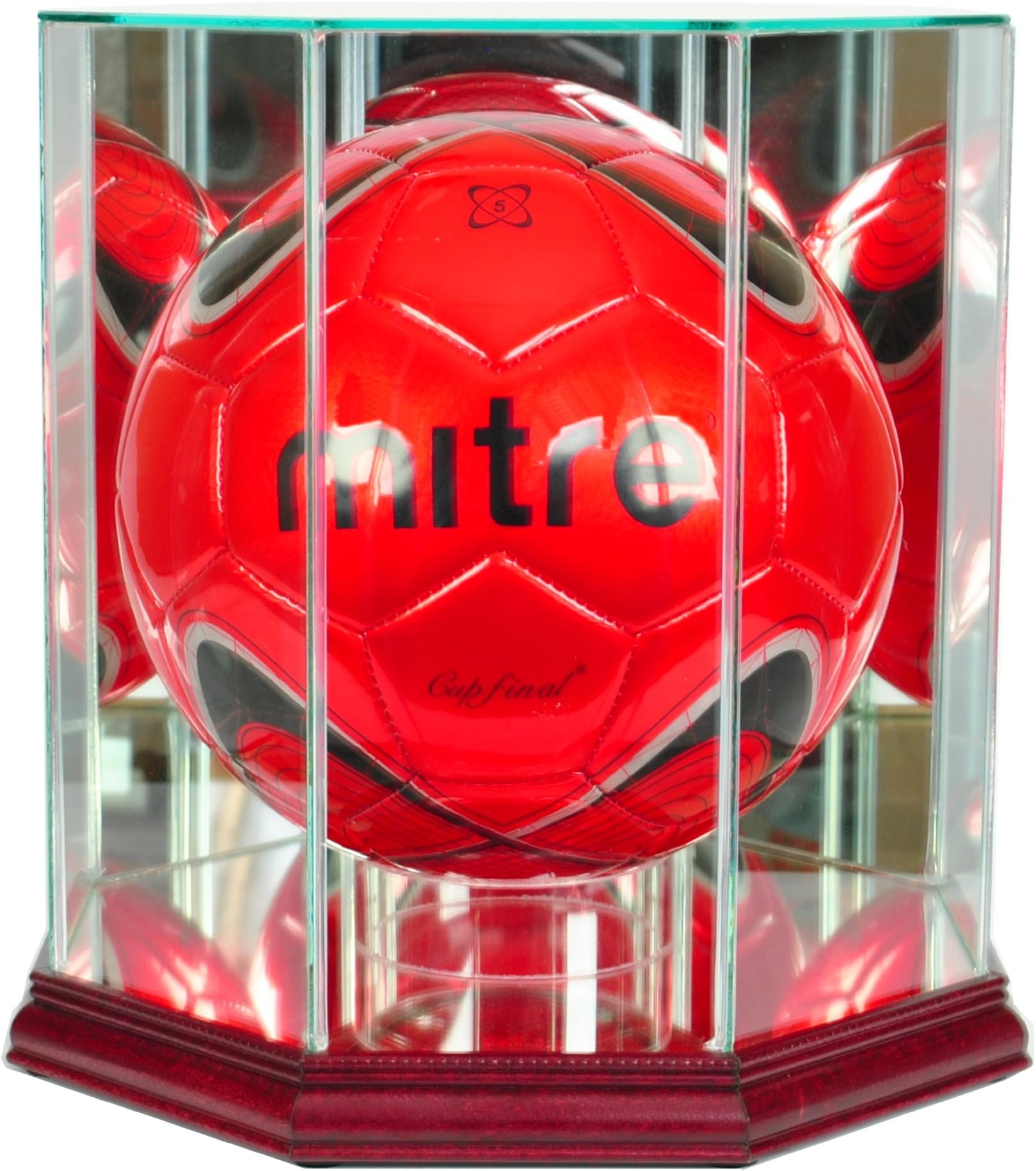 Perfect Cases MLS Octagon Soccer Ball Glass Display Case, Cherry