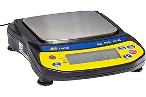 A&D Engineering EJ6100 Newton Compact Electronic Toploading Balance with LCD Display, 127mm x 140mm Pan, -0.2g Linearity, 610