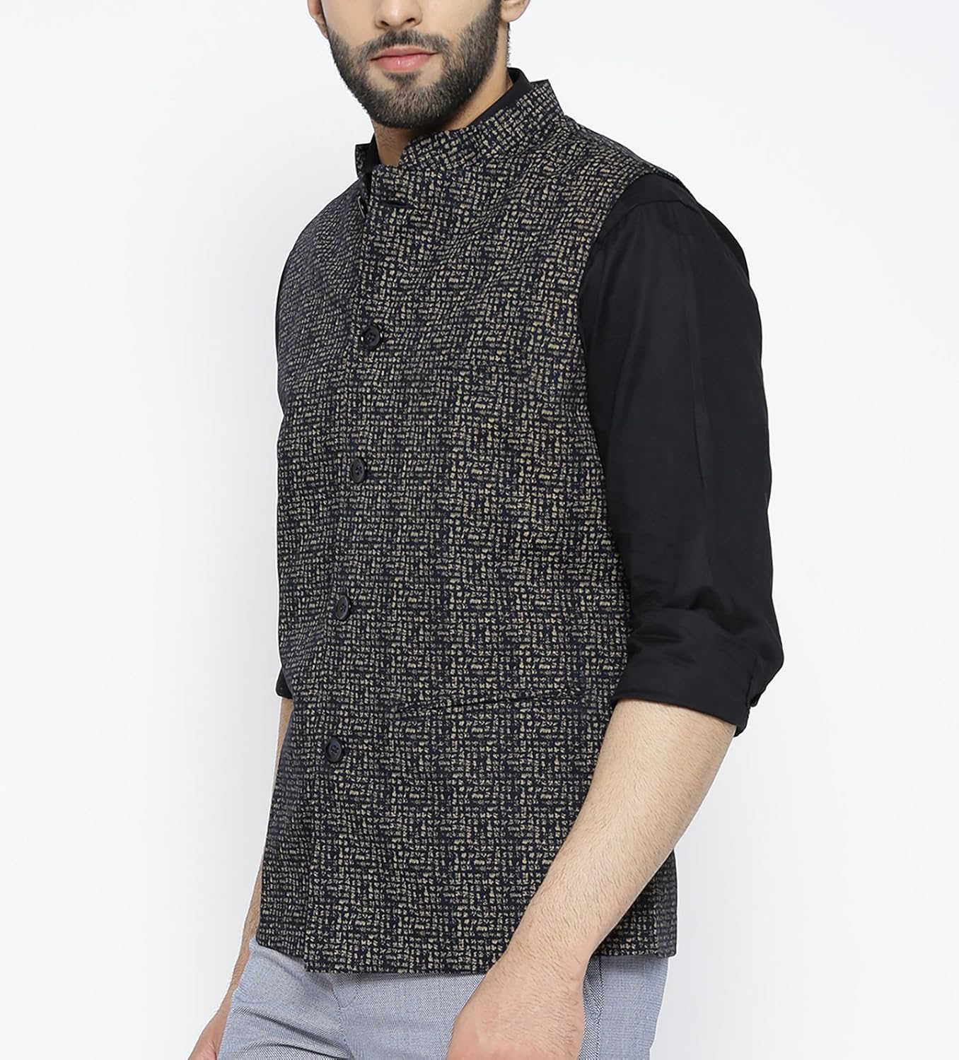 shaftesbury london men's cotton nehru jacket