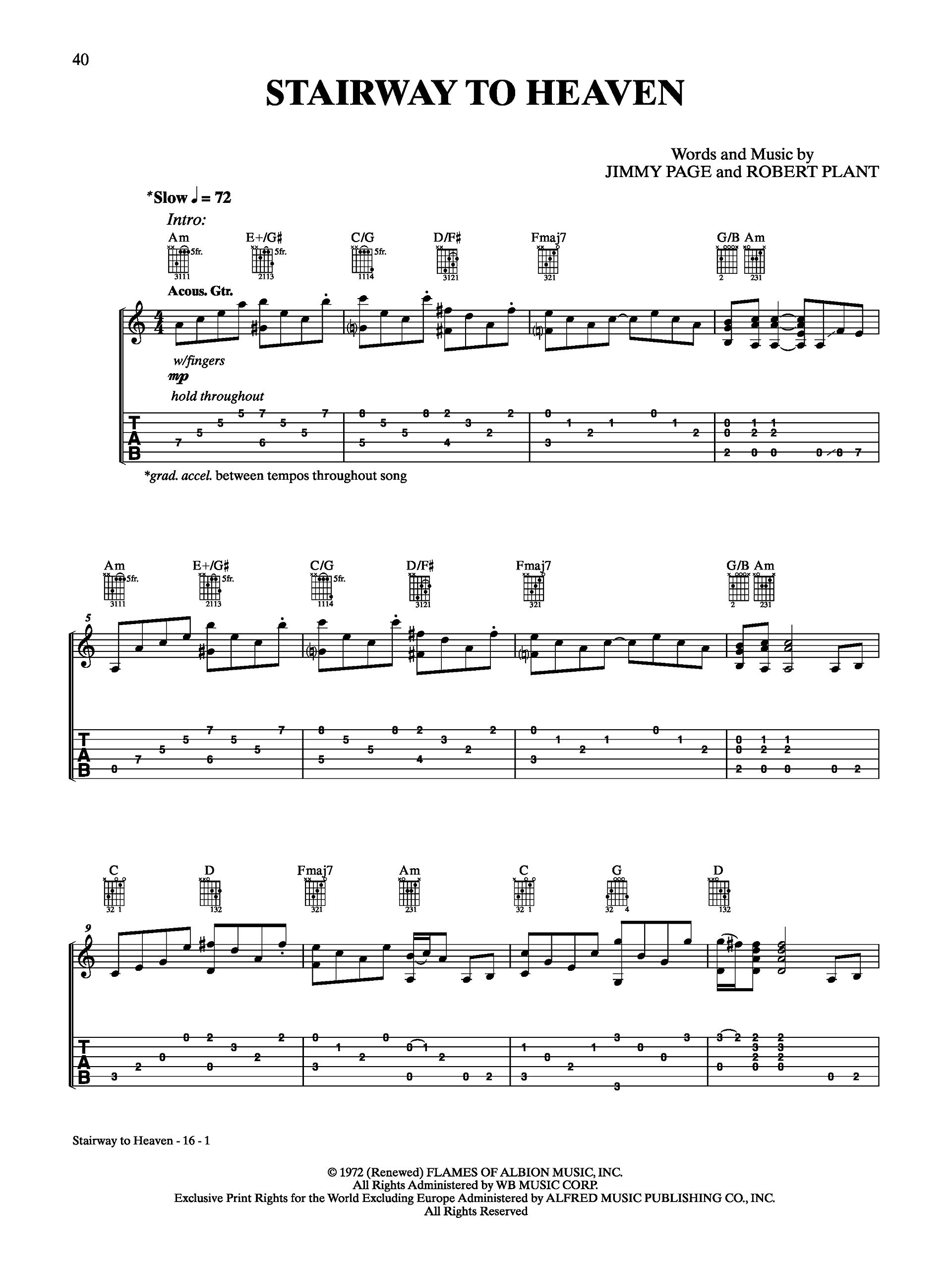 Partitura stairway to heaven guitarra | Las mejores guitarras