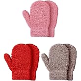 SATINIOR 3 Pairs Toddler Mittens Kids Winter Warm Gloves Baby Soft Stretch Mittens for Boys Girls Children