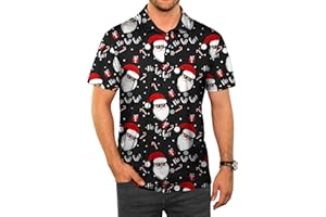 Arvilhill Men's Christmas Short Sleeve Polo Shirts Funny Holiday Golf Shirts (S-3XL)
