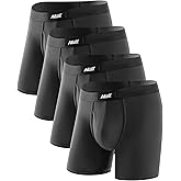 Nullktie Men's Boxer Briefs with Fly 4 Pack, Micro Modal Underwear with Pouch, No Ride Up