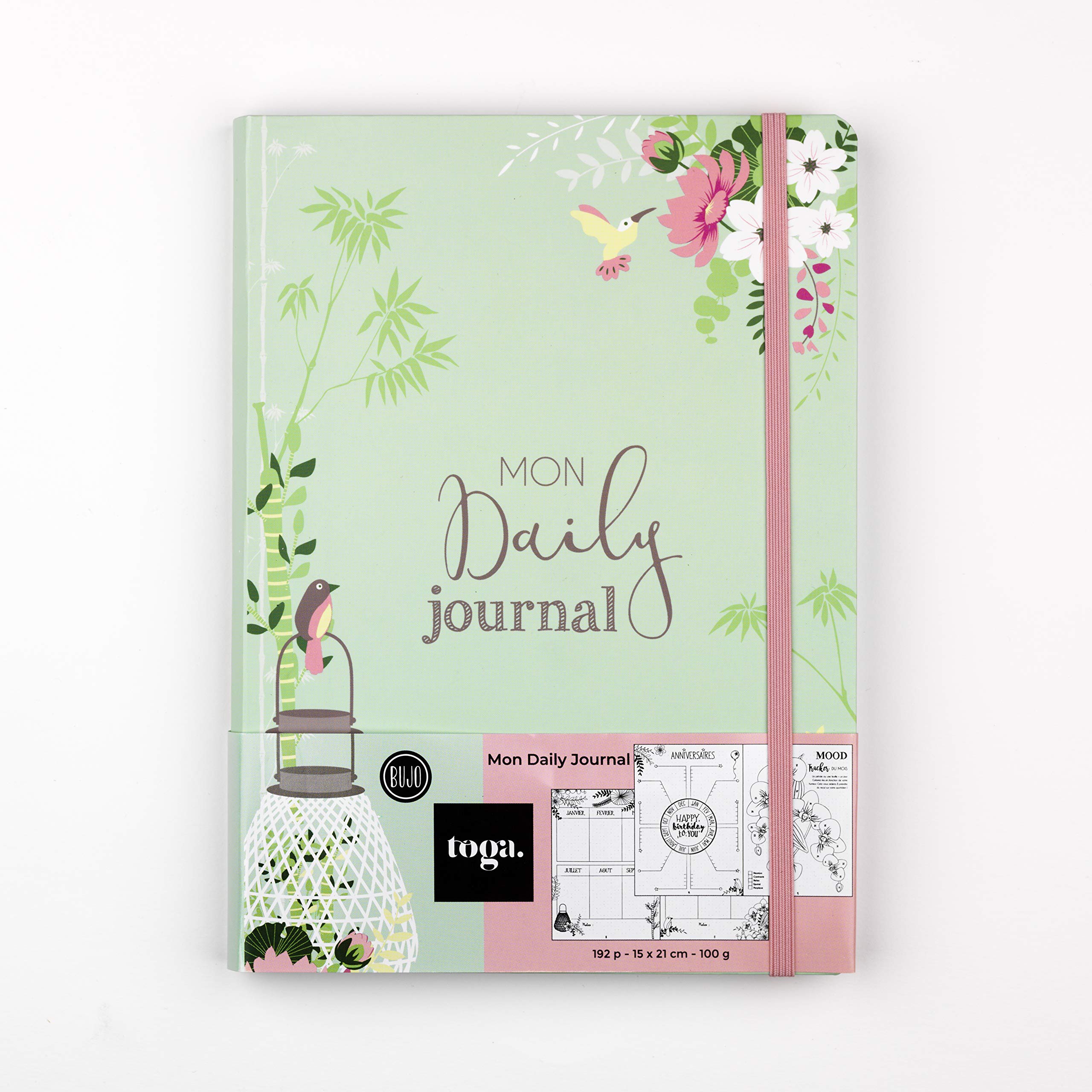 Toga DRAEGER Paris - My Daily Journal - Well-Being Fleuri - 15.5 x 21.5 cm - 192 Pages with Special Bullet Dots - FSC® Certified Paper - Some Pre-Filled Pages