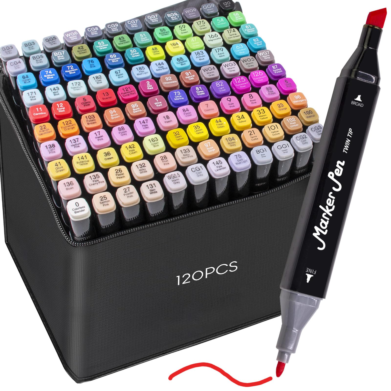 STATIONERY ISLAND Alcohol Markers Set 120 Colours, Dual Tip Pens with Carrying Bag, Graphic Art Pens for Artists