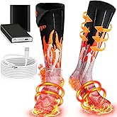 Heated Socks for Men Women, 5000mAh*2 Rechargeable Washable Electric Heated Socks Up to 10 Hours with 4 Heat Settings, 360° Surround Washable Heated Socks for Outdoor|Riding|Skiing|Fishing