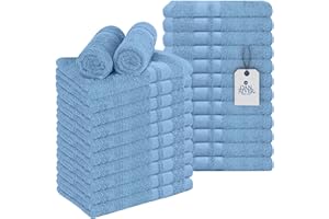 DAN RIVER 100% Cotton Salon Towels Set – 16x26 inches, Pack of 24, Highly Absorbent and Quick-Dry Towels for Hand, Salon, Spa, Beauty, Gyms and Home Hair Care, Blue