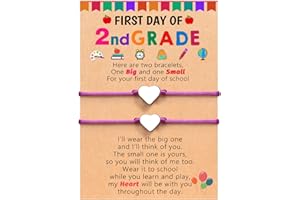UNGENT THEM Back to School Mommy and Me Bracelet Matching Heart Wish Bracelet Set for 2 First Day of School Gifts for Boys Girls