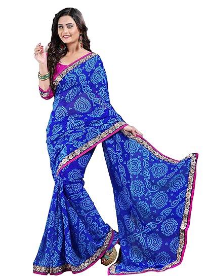 Oomph! Womens Chiffon Saree with Blouse Piece