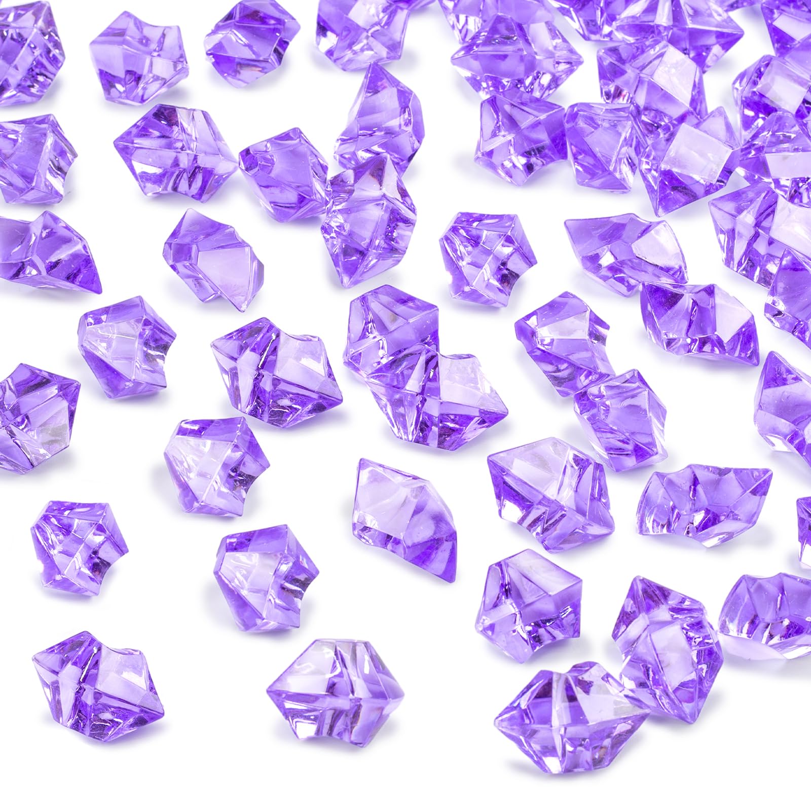 VGOODALL 150PCS Fake Ice Rocks, Purple Acrylic Crushed Ice Rocks Mini Fake Diamonds Plastic Gems for Vases Fillers Home Table Decorations
