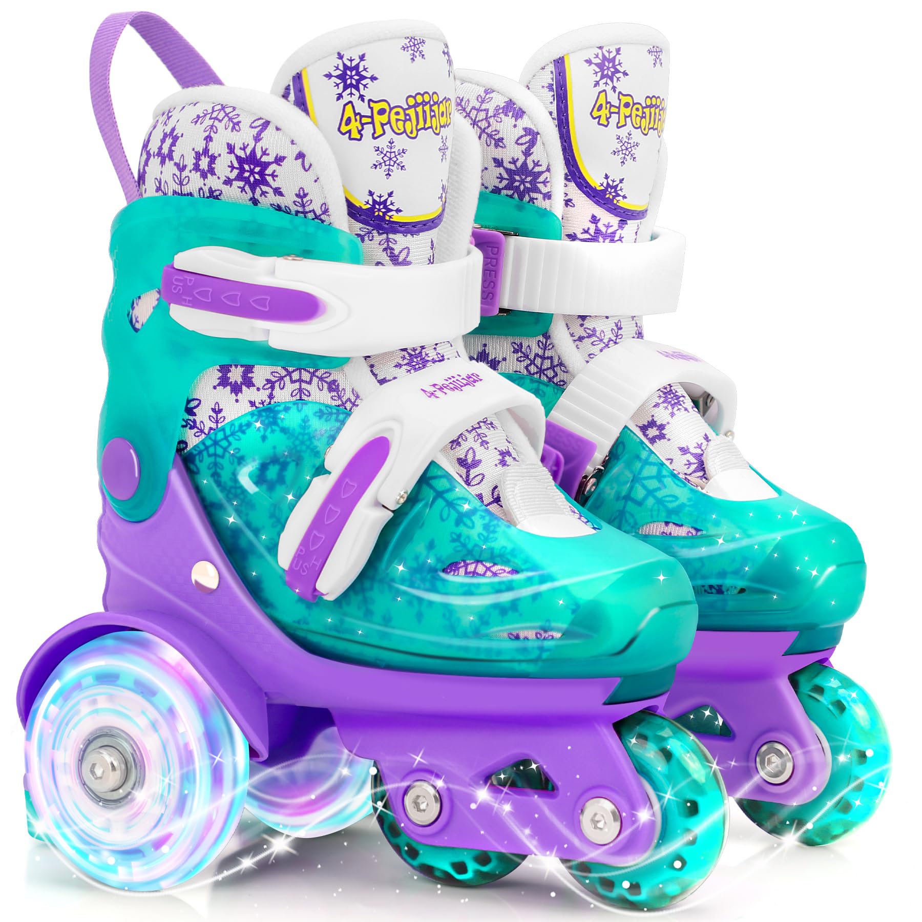 4-Pejiijar Toddler Roller Skates Shoes for Kids, Girls Roller Skates for Toddlers Children Age 3-9 Outdoor Indoor Adjustable 4 Sizes with Light Up Flash Wheels Image