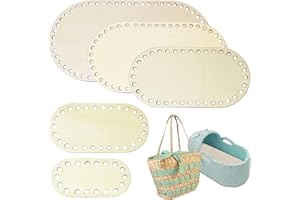 Yayatty 5 PCS Wooden Base Oval Crochet Knitting Basket Shaper for DIY Craft Making Supplies