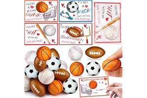 HIPYGYM 28 Pack Kids Valenitnes Day Cards with Sports Ball Valentines Day Gifts for Kids Classroom School, Valentines for Kids Class Party Favor Squeeze Foam Balls Stress Relief Toy Valentines Exchange Gifts