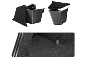 BASENOR 2025 2026 Tesla Model Y Trunk Storage Bins,Trunk Organizer with Carpeted Lid, Rear Trunk Side Storage Box for Model Y