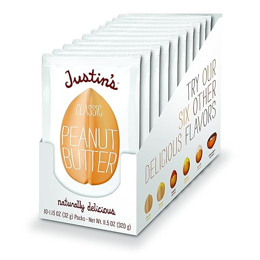 Classic Peanut Butter Squeeze Packs by Justin&#x27;s, Only Two Ingredients, Gluten-free, Non-GMO,...