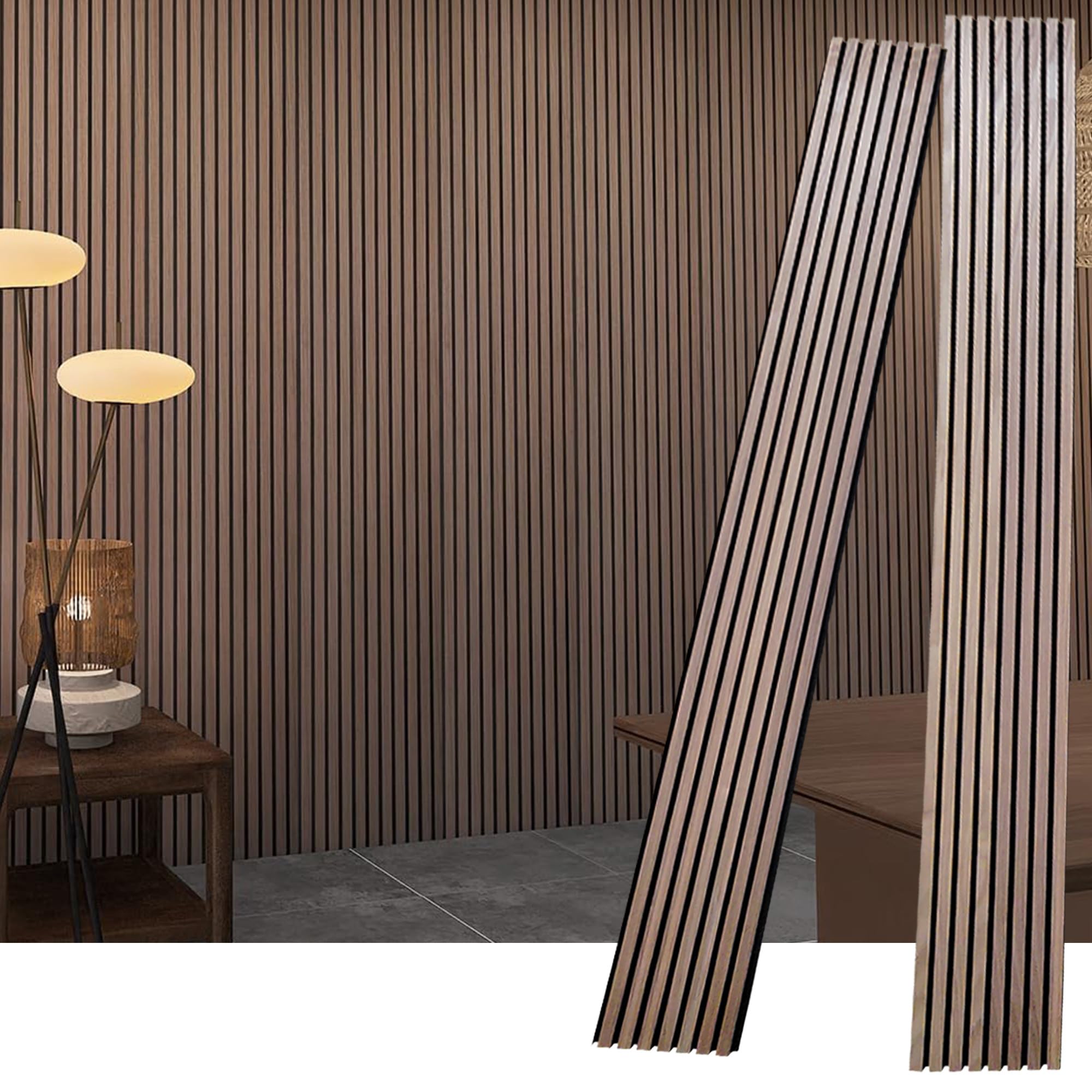 Wood Acoustic Slat Panels, 2 Pack, 94.5" X 23.6" Each Box, 3D ...