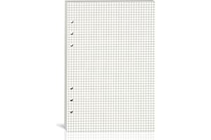 BIDPONDS A5 Grid Refill Paper, A5 Graph Rule Paper/Quad Rule Filler Paper, 6-Hole Punched, Loose-Leaf Paper for 6-Ring Binders,80 Sheets (160 Pages),8.25x5.6 Inch,Beige
