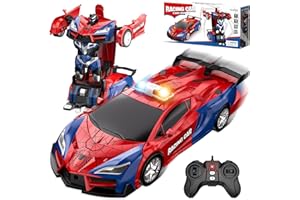 Spider Transform Remote Control Cars for Kids - 2.4GHz RC Police Car for 3 4 5 6 7 8 Year Old Boys, 1:18 Scale Robot Toy Car 