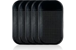 TIENYUU Car Dashboard Non-Slip Mat – 5-Pack Sticky Anti-Slide Extra-Thick Dash Pads for Radar Detectors, Phones, Keys, GPS, Coins, Glass & Metal Items