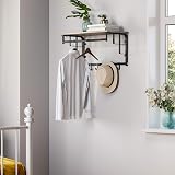 VASAGLE Coat Rack Wall-Mounted 5 Removable Hooks Floating Shelf LCR012B02 view 2