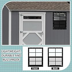 Tandefio 2 Pcs 18'' x 23'' Black Shed Window