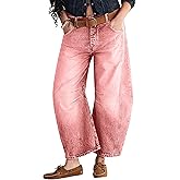 Women's Barrel Jeans Vintage Mid Rise Wide Leg Y2k Baggy Boyfriend Ankle Denim Pants