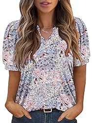 KISSMODA Women's Tunic Tops Casual V Neck Short