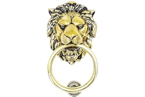 Anatolica Lions Head Door Knocker,7.1 inches,Solid Brass,Regency Period(Antique Brass)
