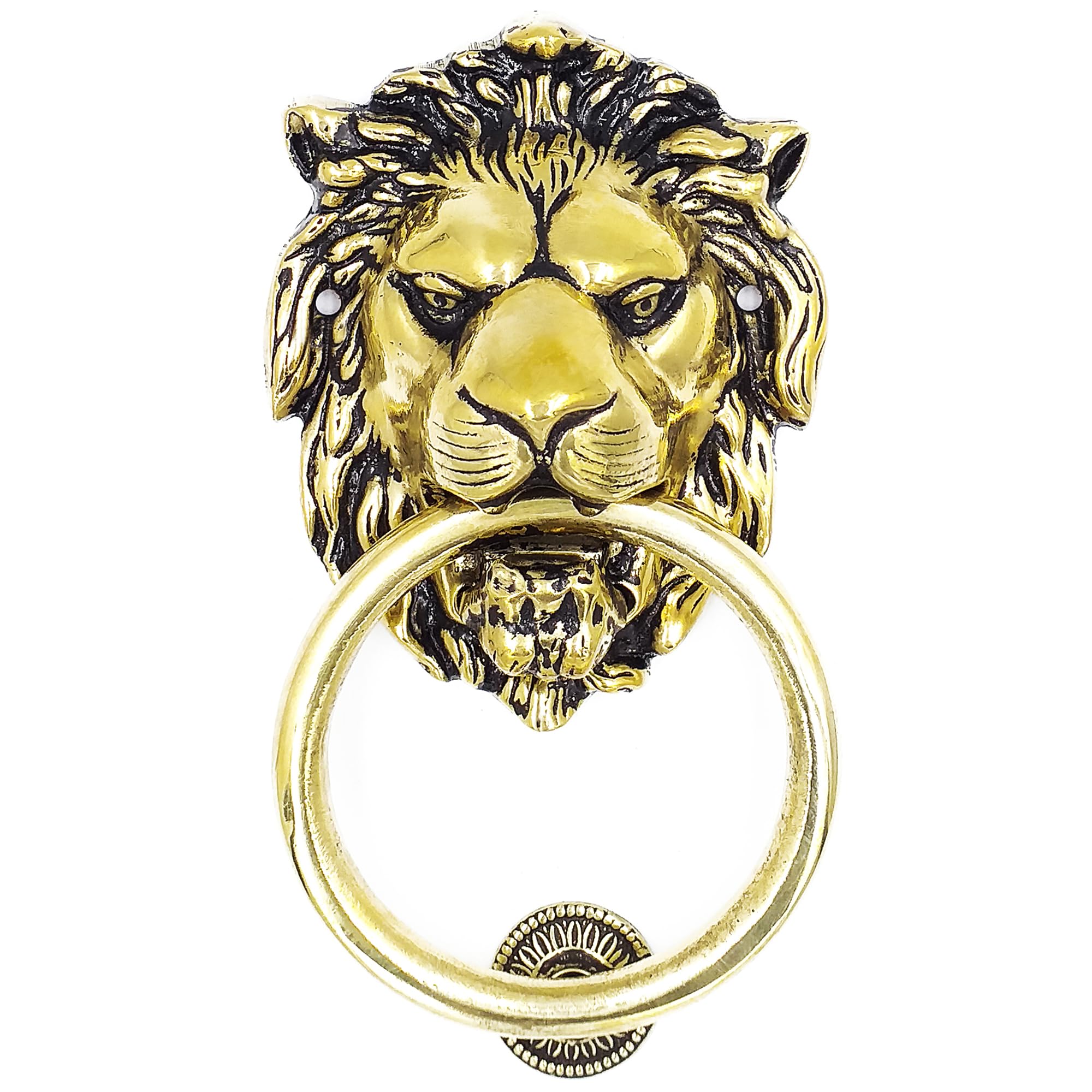 Anatolica Lions Head Door Knocker,7.1 inches,Solid Brass,Regency Period(Antique Brass)