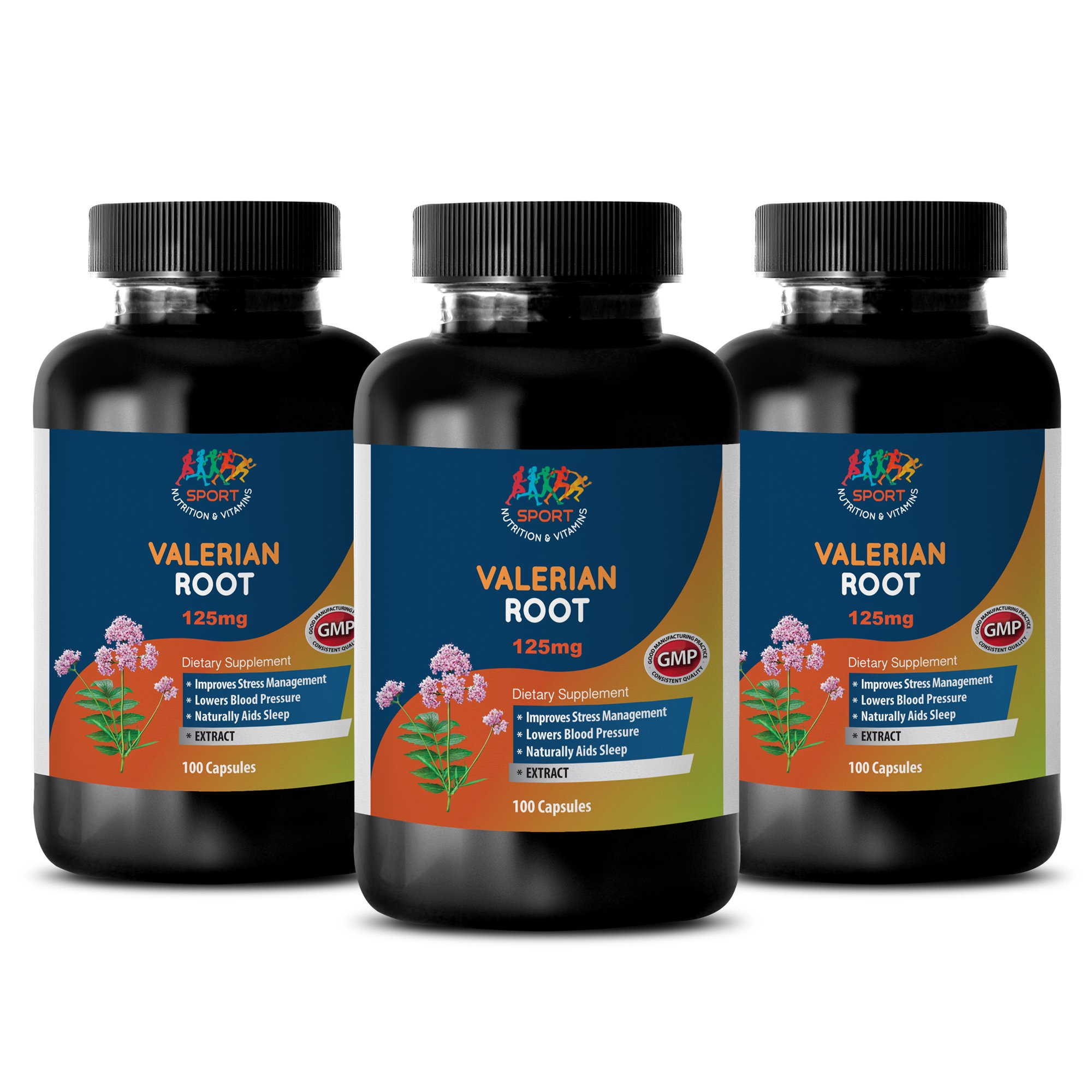 Blood Pressure Naturally - Valerian Root Extract 125MG - Valerian Root Bulk herb - 3 Bottles 300 Cap