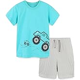 Bumeex Toddler Boy's Cotton Short Sleeve T-Shirt and Short Set 1-7Y
