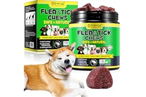 SDJUFEI Flea and Tick Prevention for Dogs, 150 Flea & Tick Prevention for Dogs Chewable, Natural Flea and Tick Supplement for Dogs, Oral Flea and Tick Treats for Dogs, Flea and Tick Chews for Dogs,Duck Flavor