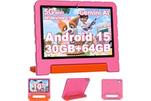 2025 Kids Tablet 10 inch Android 15 Tablets for Kid Octa-Core, 30GB+64GB (TF 1TB), Toddler Tablet with Shockproof, 5G WiFi, P