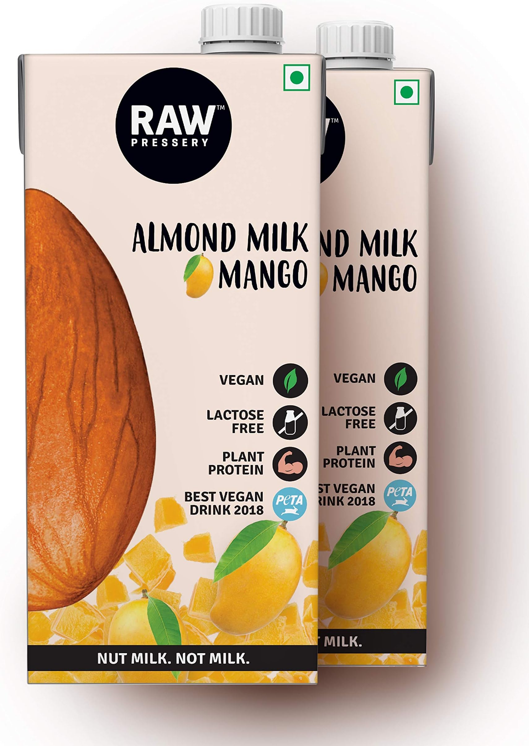 Raw Pressery Almond Milk - Mango Tetra Pack 1 LTR (Pack of 2)