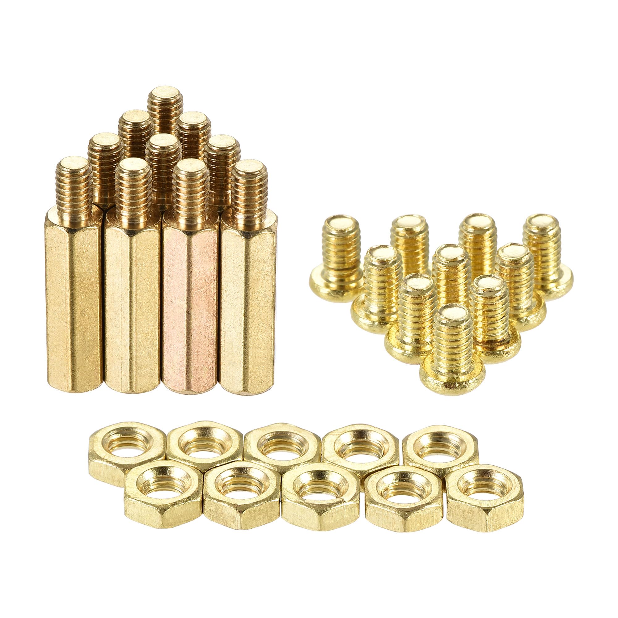 sourcing map M4 Hex Brass Standoff Spacer 20mm+6mm Male-Female Threaded Pillar Screw Nut Kit for PCB Motherboard Computer Circuit Board, 20 Sets