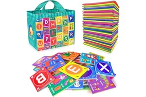 teytoy Baby Soft Alphabet Cards Toys, 26Pcs ABC Alphabet Baby Flash Cards Early Learning Toy with Storage Bag, Washable Soft Letter Toy for Toddlers Kids Boys Girls Over 0 Years