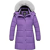 CTFASHION Girl's Winter Coats Kids Long Puffer Jacket Heavy Parka Warm Fleece Ski Outerwear with Removable Fur Hood