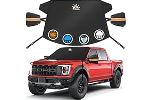 Zettum Truck Windshield Cover for Ice and Snow - 600D Large Windshield Snow Cover for Pickup Truck Heavy Duty, Winter Car Windshield Covers for Ford F150, Silverado, GMC Sierra, Ram, Van, and More