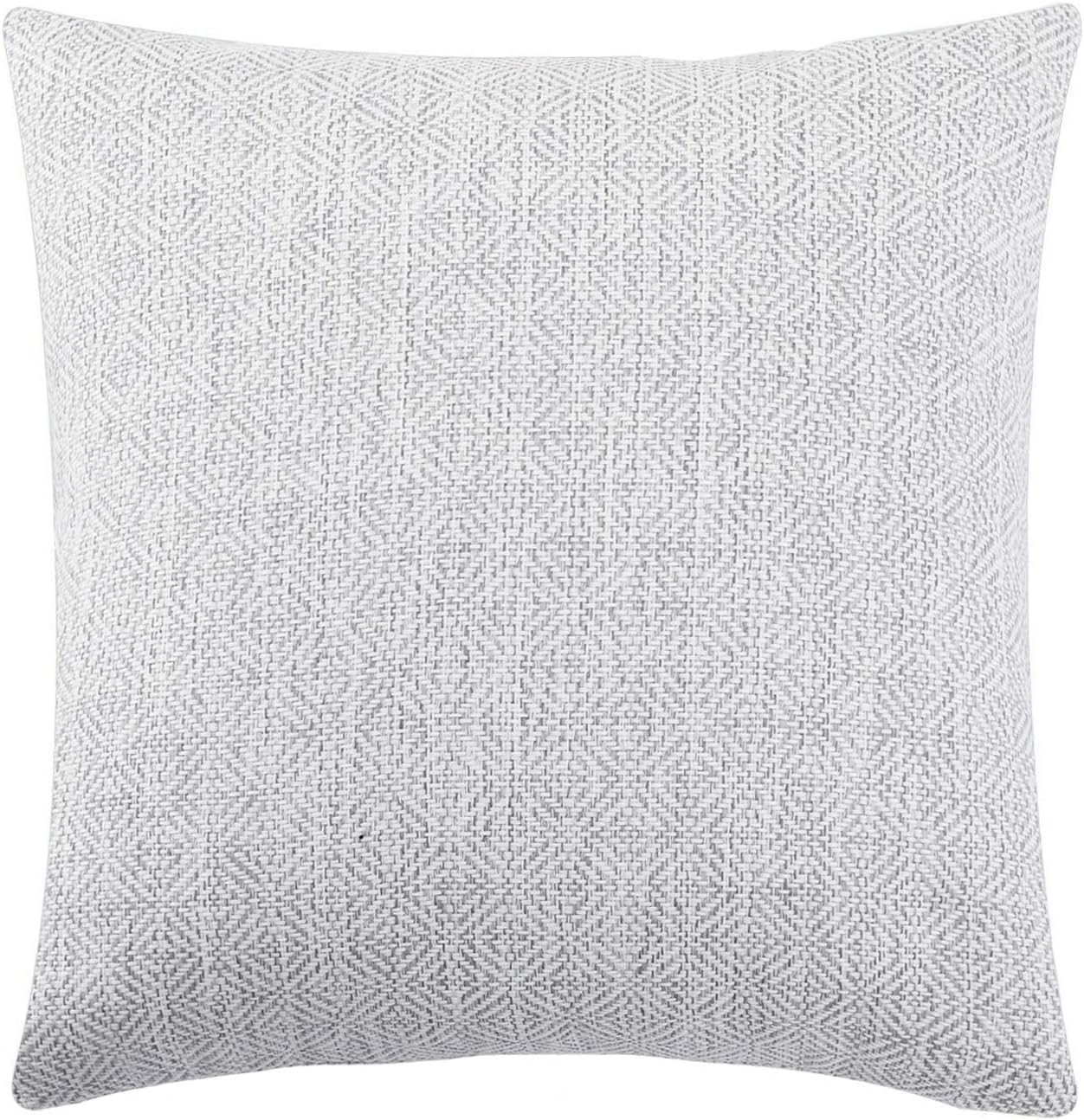 Jepeak Burlap Linen Throw Pillow Cover Rhombus Pattern Cushion Case, Solid Farmhouse Modern Decorative Square Luxury Pillow Cover for Sofa Couch Home Decoration (Off White/Light Grey, 22 x 22 Inches)