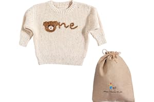 1st First Birthday Outfit Girl Boy One Sweater Embroidery Knit Pullover Fall Winter Clothes with Baby Gift Bag