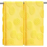 SmoothNovelty 2 Pcs Lemon Hand Towels for Bathroom 100% Cotton Jacquard Weave Bath Towel Set Soft Absorbent Dish Washcloth for Bathroom Kitchen Tropical Theme Gifts 13.8 x 29.5 Inch (Lemon Yellow)