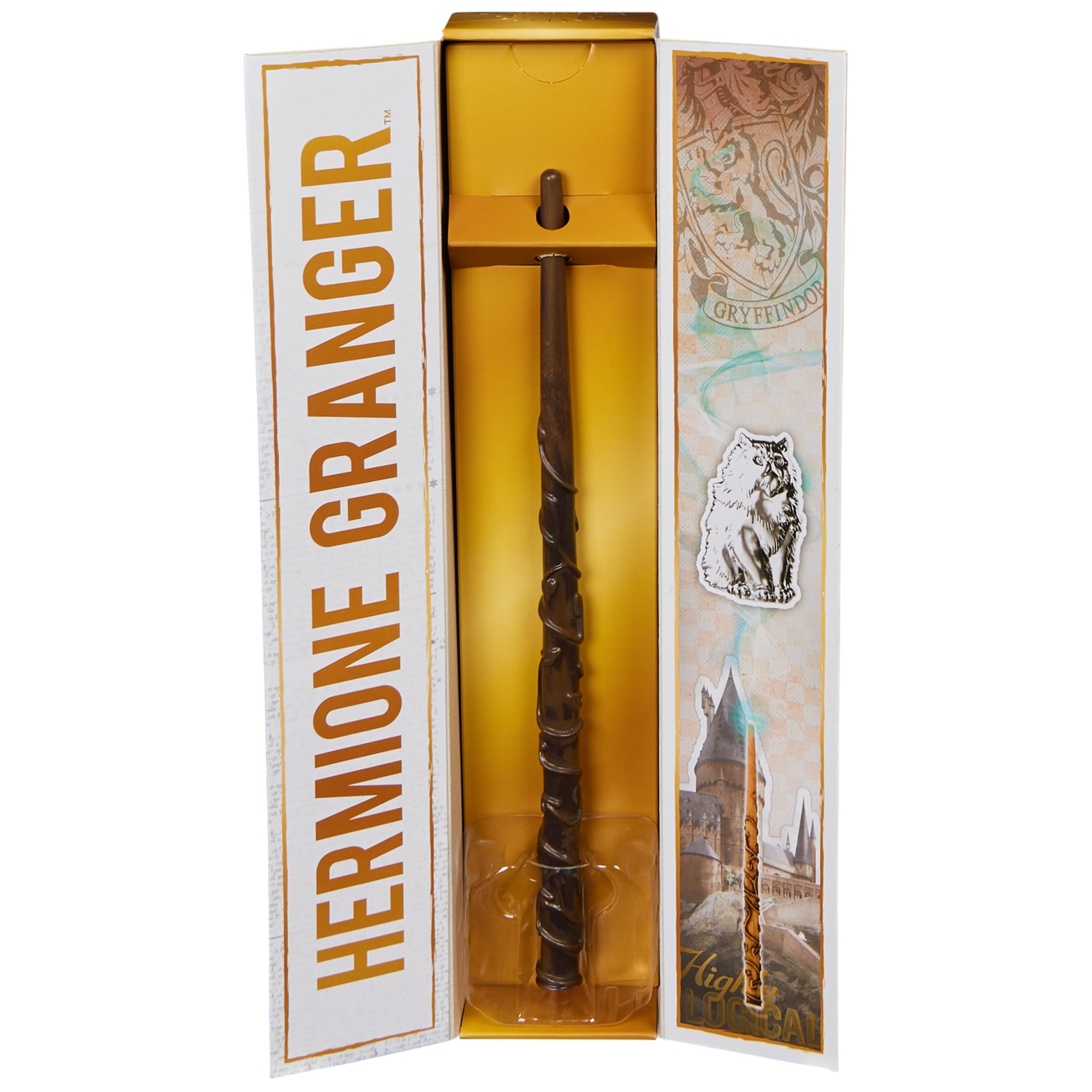 Wizarding World Harry Potter, 12-inch Magical Collector Hermione Granger Wand with Stand & Die-cast Icon, Magical Creatures, Accessory for Halloween Costumes