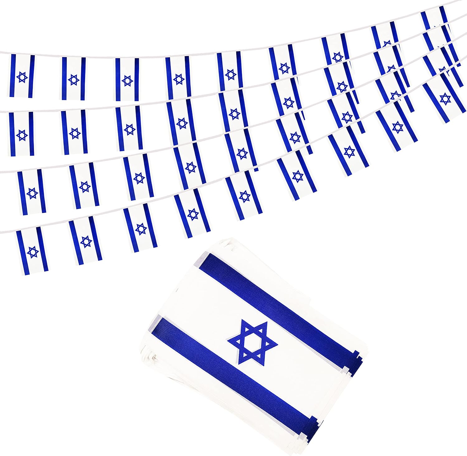 Flags - 50 Feet Israel Banner Flag String, Israeli Mini Flag Small Banner, for Olympics, World Cup, Party, Shops and Bars Decorations, Outdoor Decorations, 38 Flags (Israel)