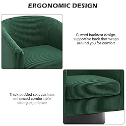 Swivel Barrel Accent Chair, Modern Round Corduroy