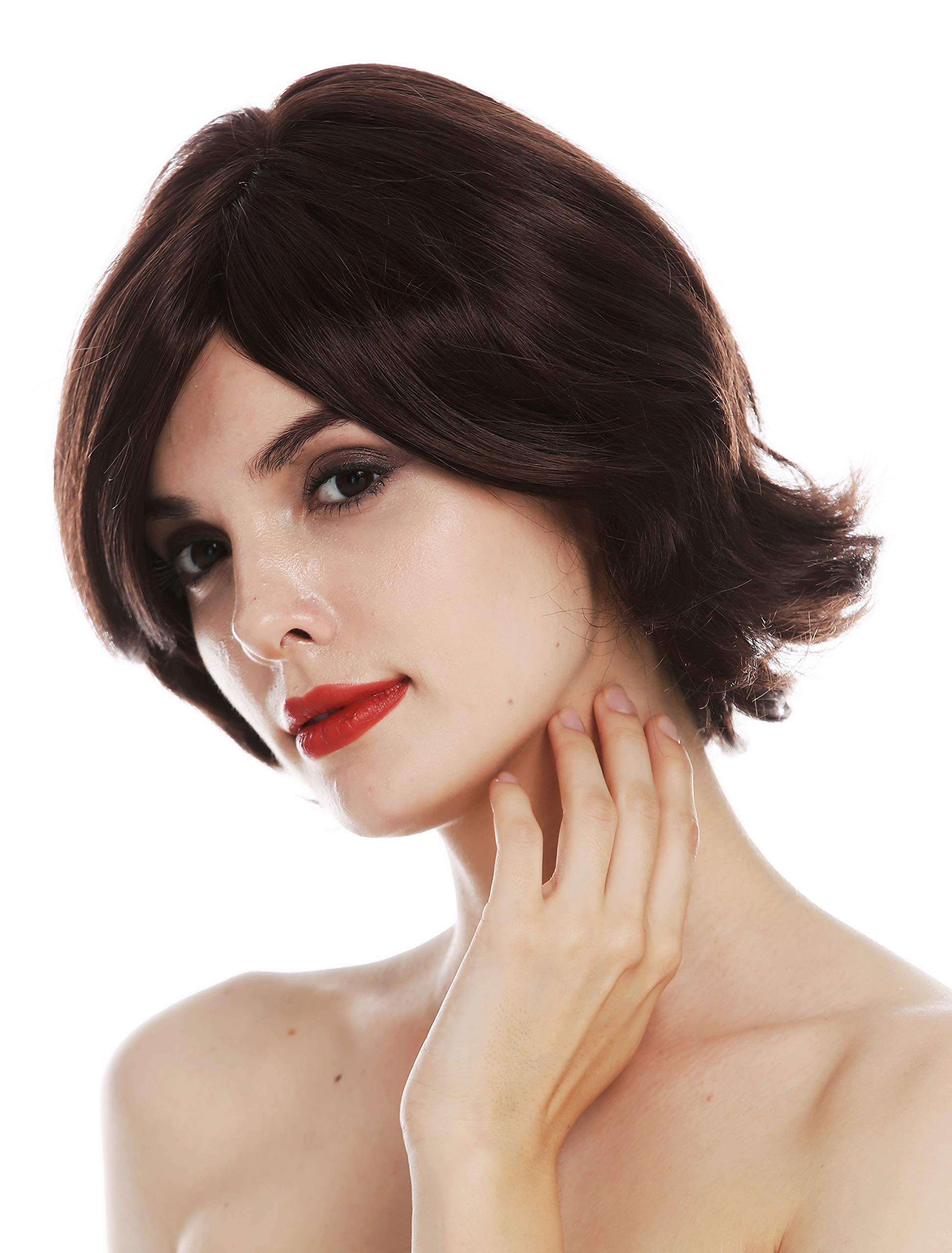 WIG ME UP - TYM-464-MT-32 wig women's wig monofilament short bob wavy tips parting mahogany brown