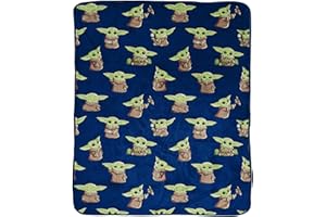 JAY FRANCO Star Wars The Mandalorian Plush Throw Blanket - Measures 50 x 60 Inches - Kids Super Soft Fleece Bedding Features Baby Yoda, Grogu